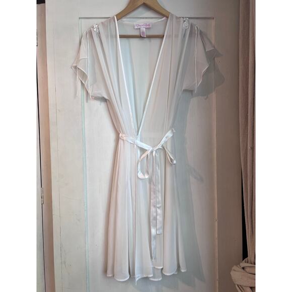 VTG Oscar de la Renta Pink Label White Sheer Robe - Picture 2 of 7